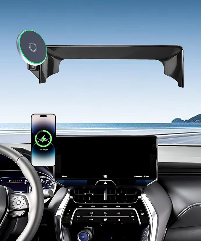 Car Phone Holder for Toyota Venza 2021-2024 Accessories Apply to 12.3 Inch Touch Screen 15W Fast Wireless Charger Screen Fixed Clip Cell Phone Mount Hands-Free 360 Degree Rotation