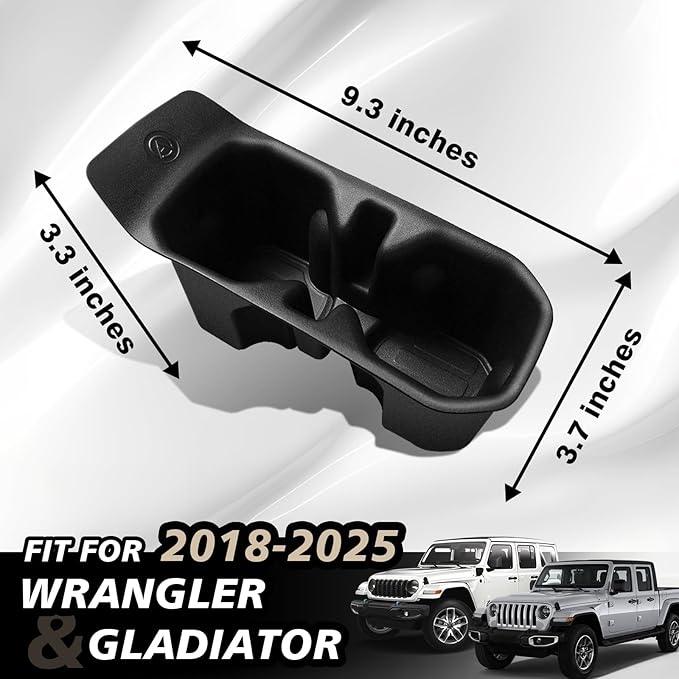 Muslogy Center Console Cup Holder Inserts Compatible with 2018-2024 2025 Jeep Wrangler(JL/JLU) & Gladiator(JT) Accessories Middle Console Drink Holder TPE Organizer Non-Slip Drink Stopper