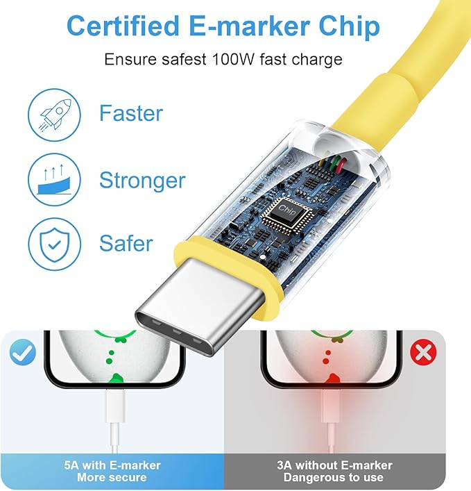 iPhone 17 16 15 Charger Fast Charging 3+3Pack Type C Charger USB C Chargers Block with 10FT Cable for iPhone Air/17/17 Plus/17 Pro/17 Pro Max/16/16 Plus/16 Pro/16 Pro Max/15/15 Pro Max(Yellow)