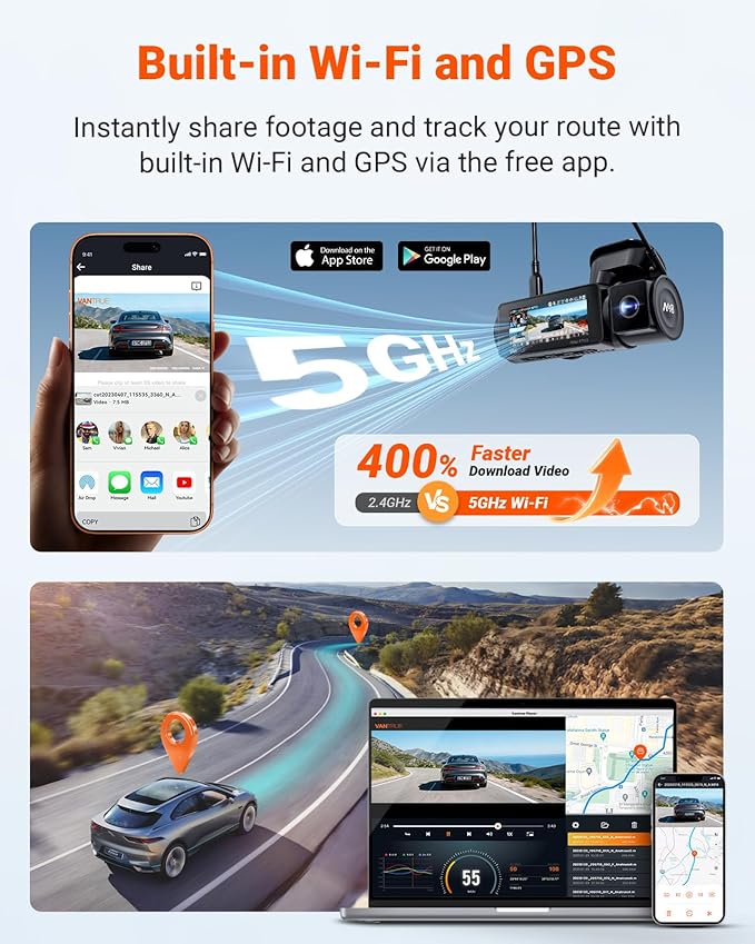 Vantrue New N4 Pro S 4K 3 Channel Dash Cam, Triple STARVIS 2 Dash Camera for Cars, 4K+1080P+2.5K Front and Rear Inside, HDR IR Night Vision, 24/7 Buffered Parking Mode, GPS, Wi-Fi, Support 1TB (RC18)