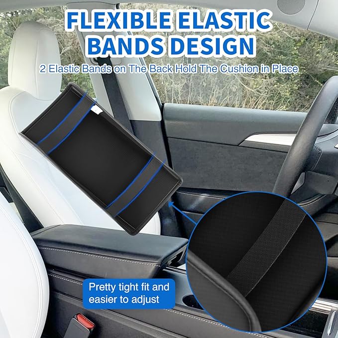 Nilight Center Console Cover Fit for 2017-2023 Tesla Model 3 2020 2021 2022 2023 Model Y PVC Leather Middle Console Cover Tesla Model 3/Y Car Center Console Cushion Pad Car Armrest Box Cover-Black