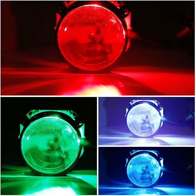 iJDMTOY Mini 3.0-Inch H1 Bi-Xenon Front Lighting Retrofit Projector Lens W/RGB Color-Changing LED Demon Eye Lighting Kit Compatible with Custom Lighting DIY For Off-Road Use Or Show Purpose