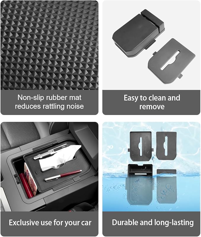 CDEFG 2PCS for 2024 2025 Land Cruiser Center Console Organizer Tray 2024 2025 Land Cruiser Accessories Middle Console Organizer with Tissue Slot Storage Box(for Trims W/O Cool Box Only)