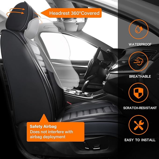 Car Seat Covers,Car Seat Protector Waterproof,Seat Covers Full Set, Car Seat Protectors,Automotive Seat Covers Fit for Most Cars Black