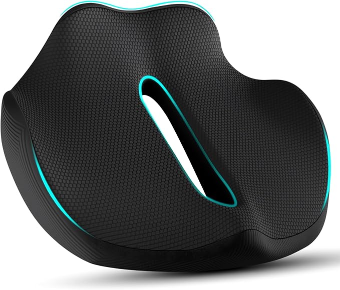 Ergonomic Seat Cushion for Office Chair &Car-Advanced Memory Foam Coccyx Pillow for Tailbone,Sciatica &Lower Back Pain Relief-Non-Slip Desk Chair Pad for Long Sitting,Posture Support-Black