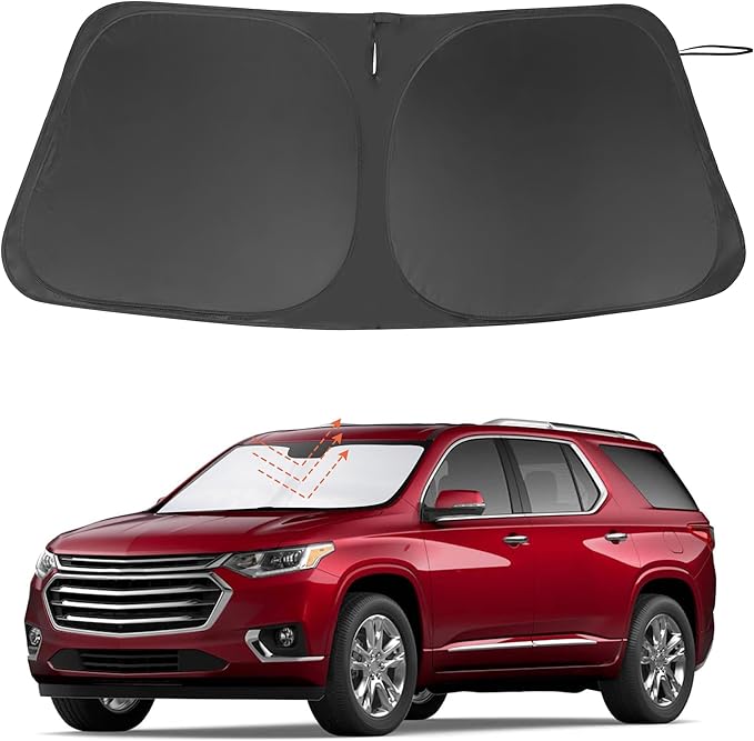 Windshield Sun Shade Custom Fit for 2018-2023 Chevrolet/Chevy Traverse Accessories Foldable Sunshade Sun Blocker Protect Car from Sun Rays & Heat Damage Keep Car Cooler