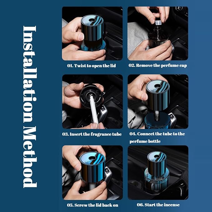 Intelligent Aromatherapy Machine,Car Air Freshener,Car Diffuser Refill,Fine Spray/Fillable/Four-Gear Adjustment/Vibration Sensing/On-Off/160ML Large Capacity Long-Lasting Fragrance(Ocean Fragrance)