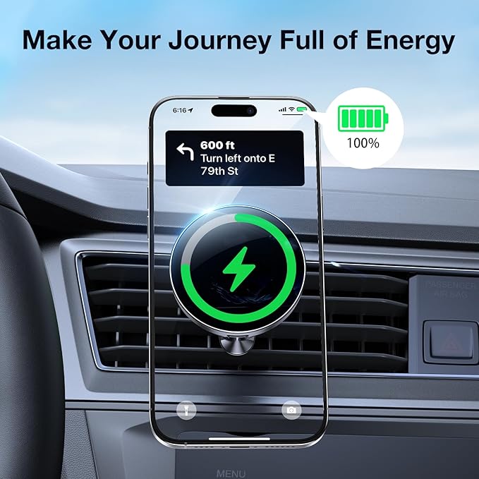 Coolpow for Magsafe Wireless Car Charger Magnetic Wireless Charging Phone Holder with 20mm Ball Mount【Super Magnet】 Magnetic Ball Mount Adapter 20mm Ball Joint Compatible with Bulletpoint Mounting