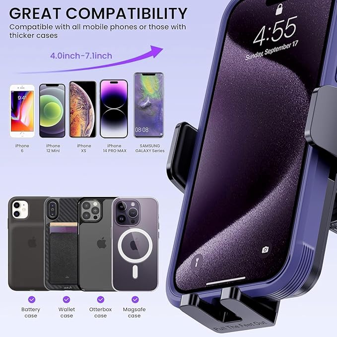 GUWEZ Universal Car Vent Phone Mount: 360° Swivel Holder for Smartphones, Secure Hands-Free Cradle for Easy Navigation & Calls