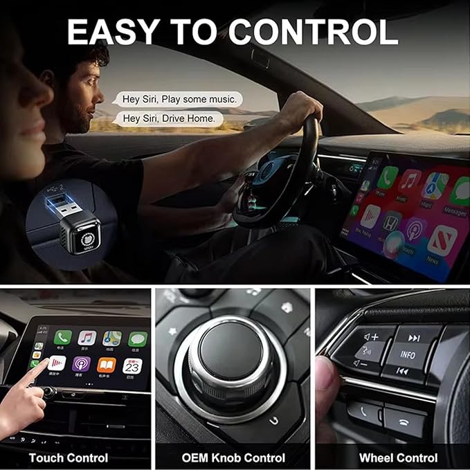 Wireless Carplay Adapter 2in1, 2026 Upgrade Wired to Wireless for CarPlay/Android Auto, WiFi 6 Mini Plug & Play, USB/Type C, Smart Button Dongle Auto-Connect for iPhone iOS 10+ Android 11+