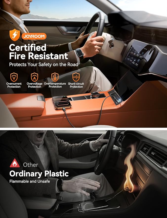 JOYROOM 2-Pack 125W USB C Car Charger [Mini, Flush Fit w/Pull Ring] Dual-Port Car Cigarette Lighter Adapter, Super Fast Car Charger for iPhone 17/16 Pro Max, Galaxy S26/25, MacBook Air, iPad and More
