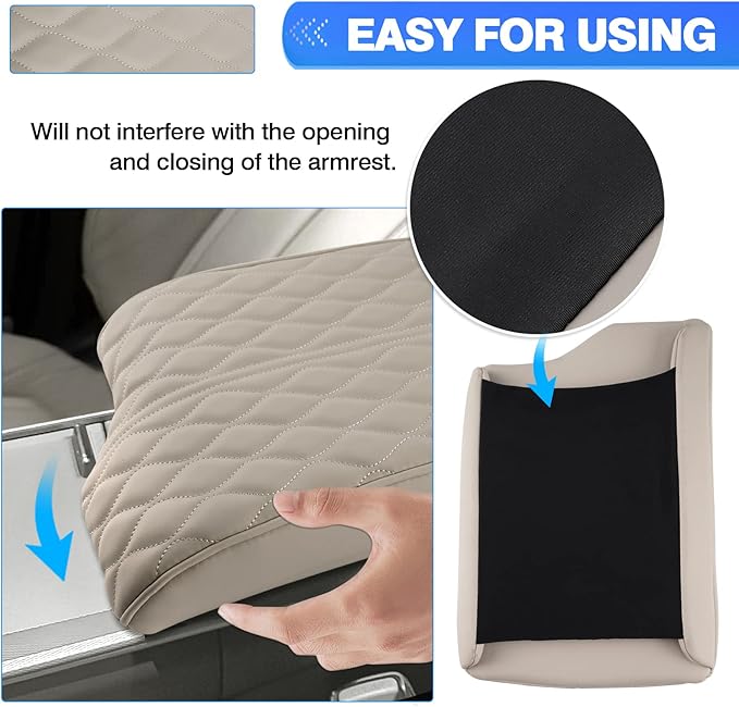 Autorder Center Console Cover for 2020-2025 Hyundai Palisade Accessories Armrest Cover Memory Foam Armrest Support Cushion Anti-Scratch Leather Protector Pad (Beige)