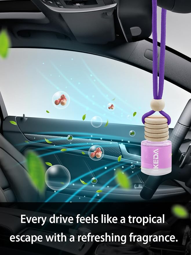 Ikeda Car Air Freshener: Hanging Car Smell Air Freshener | 10ml Hanging Car Perfume | Long Lasting Fragrance | Strong Scents Diffuser for Auto Home (White Peach|Circular)