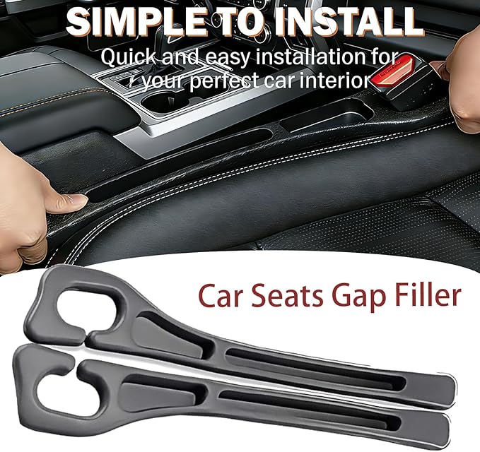 Car Seat Gap Filler, 2-Pack Universal Seat Gap Filler Organizer,Seat Side Gap Seam Filler Organizer Between Seat and Centre Console, No Drop Seat Guard for Phones,Keys & Cards, Fits Cars, SUVs, Trucks