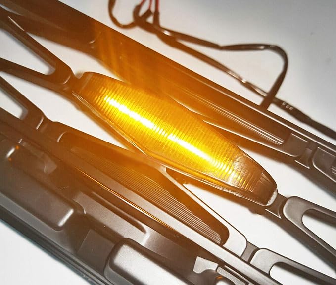 iJDMTOY 3pc Set Dark Smoked Lens Full LED Strip Front Grille Lighting Kit Compatible with 2014-up Toyota 4Runner, Includes (3) 24-SMD 2500K Amber LED Assy & Wiring Harness