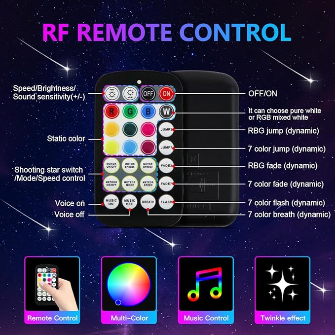 AZIMOM 16W Twinkle & Sound Activate 550pcs*0.03in*9.8ft Fiber Optic Starlight Headliner Kits+RGB Meteor Shooting Star,APP& Remote Control Light Engine End Glow Fiber Strands Home Car Ceiling Décor