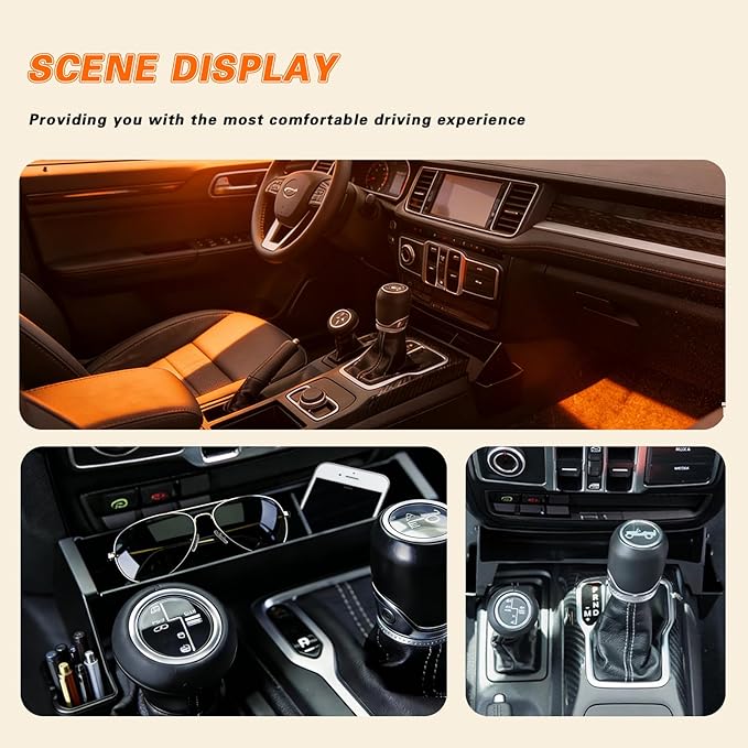 Zihvfzu Center Console Gear Shift Organizer Tray for Jeep Wrangler JL JLU 4xe 2018 2019 2020 2021 2022 2023 2024 2025 2026 & Gladiator JT 2020 2021 2022 2023 2024 2025 2026, Shifter Side Storage Box