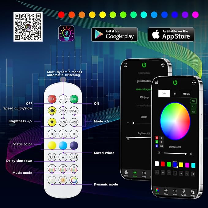 AZIMOM 6LED Colorful Fiber Optic Starlight Headliner Kits Fiber 240pcs*0.03in*6.5ft Strands APP& Remote Control Mix Color Chase Timing Fiber Optic Star Light for Car Home Sky Star Decoration