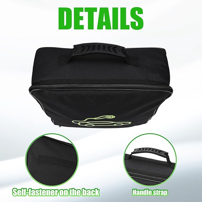 XhuangTech Waterproof EV Charging Cable Storage Bag Organizer, Heavy Duty Portable EV Charger Case for Electric Vehicle Chargers, Jumper Cables, Extension Cords, Hoses, Adapters, & Car Accessories
