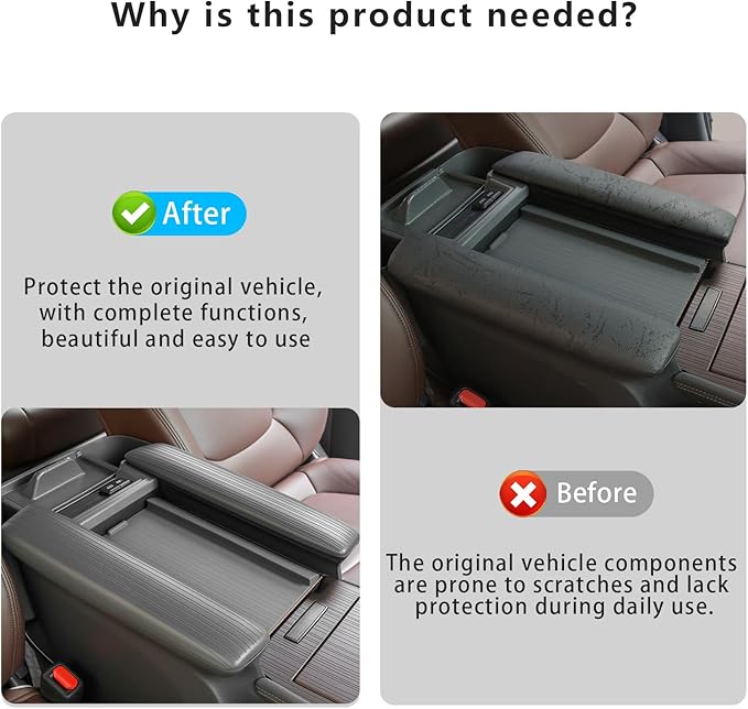 2PCS Center Console Armrest Side Cover for Toyota Sienna 2021-2026 Silicone Armrest Storage Box Side Cover Protector Compatible with LE/XLE/XSE/Woodland Edition/Limited/Platinum(Gray)