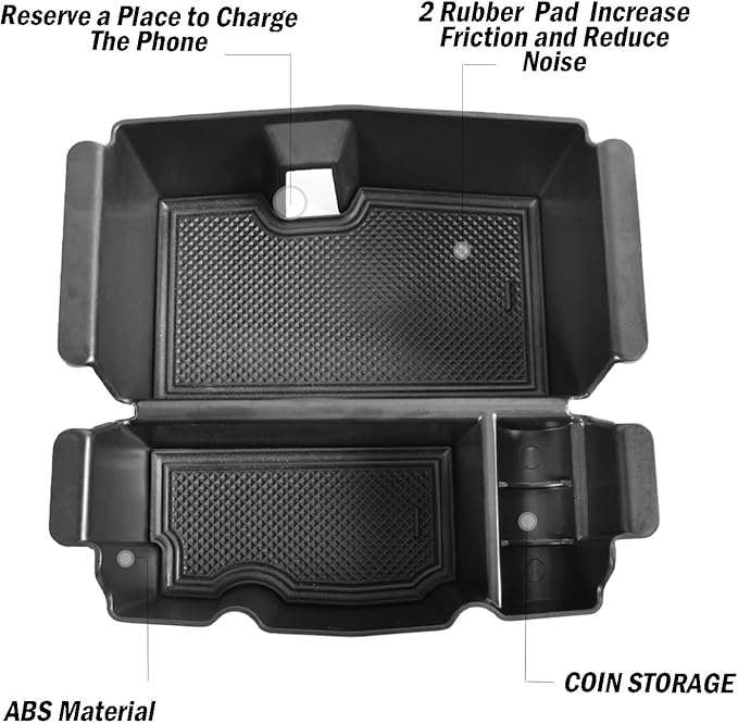 TACOBRO Center Console Organizer Compatible with Jeep Wrangler JL & JLU 2018 2019-2024 2025 2026 Accessories, Gladiator JT Truck 2020 2021 2022 2023-2026 Insert Tray Armrest Storage Box, Black