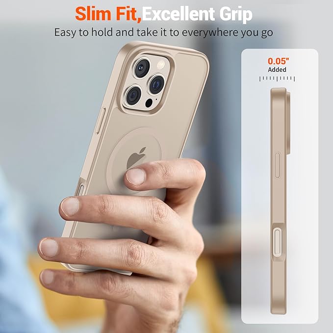 SUPFINE Magnetic for iPhone 16 Pro Case(Compatible with MagSafe)(Military Grade Drop Protection) Slim Translucent Matte Shockproof with Anti-Fingerprint Phone Case,Desert Gold