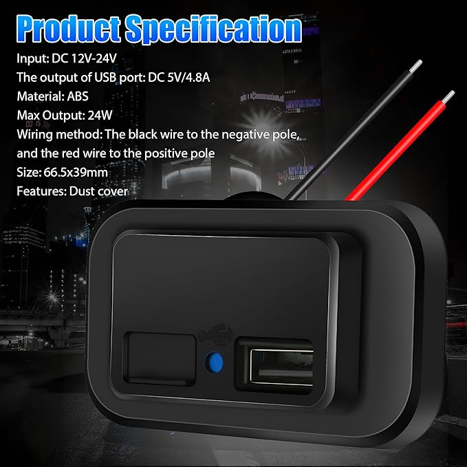 12V USB Outlet Automotive USB Port Panel Mount 12V USB Charger Multi Port Switch Panel Car Charger Socket Power Dual Port 12V 24V Quick Car Charger for Cars Bus ATV RV Boat Truck, 3.1A