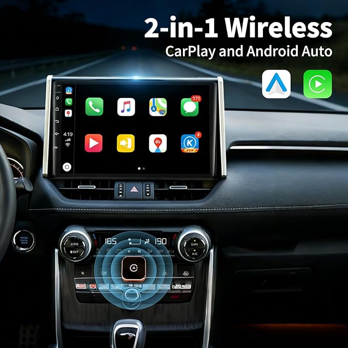 Carplay Wireless Adapter 2026 New, Bluetooth Apple Carplay Adapter Apple Car Play Wireless Carplay Adapter 2026 Mini USB Design with Fast Stable Connection 2-In-1 for Apple iOS 10+ Android 11+ Version