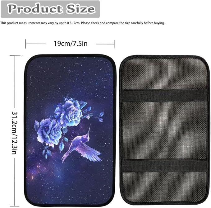 Coldinair Hummingbird Floral Car Center Console Pad Soft Armrest Protector Cover Fit for Most Vehicle,SUV,Truck,Car Interior Accessories Decor