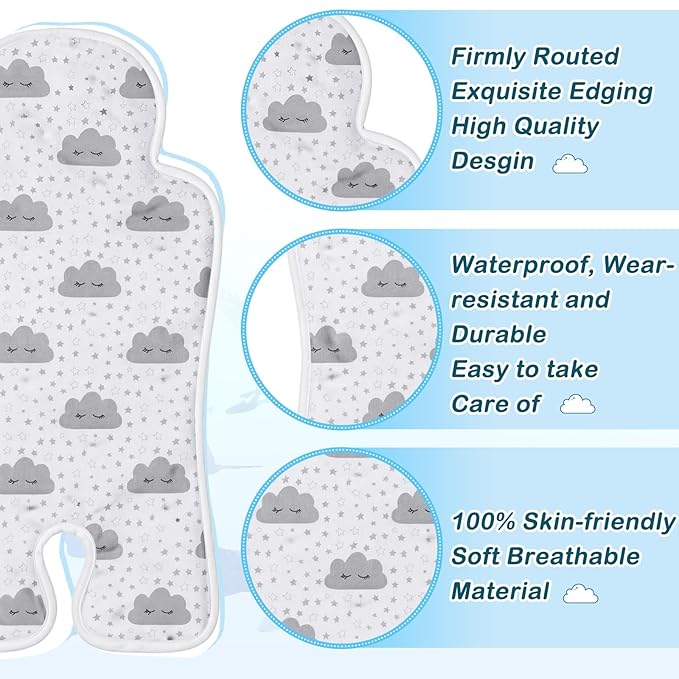 Pinkunn Gel Car Seat Baby Cooling Pad for Summer Breathable Stroller Cooler Pad Multifunctional Carseat Cooling Mat for Baby Child Dining Chair Safety Seat Stroller (White,Cloud)