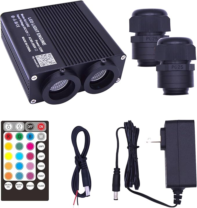 32W Bluetooth APP Control Music Sync Fiber Optic Light Source RGBW Light Box Engine Diver for Car Starlight Headliner Home Indoor Star Ceiling Decoration