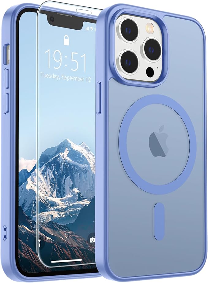 SUPFINE Magnetic for iPhone 12 Pro Max Case (Compatible with MagSafe) (Military Grade Drop Protection) Slim Translucent Matte Shockproof with Anti-Fingerprint Phone Case,Blue Purple