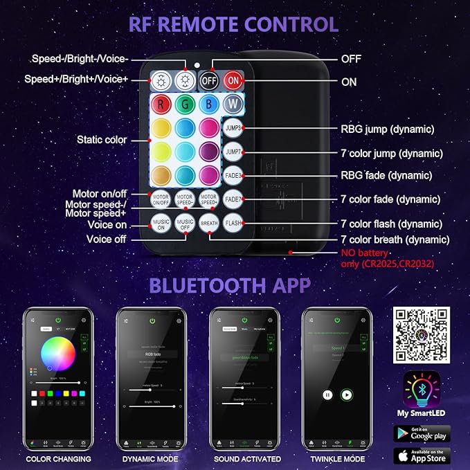 16W Car Home Starlight Headliner Kit, Twinkle & Sound Activate RGBW Fiber Optic Lights with APP & Remote Control, Star Lights for Ceiling Decoration, 600 pcs 13.1ft