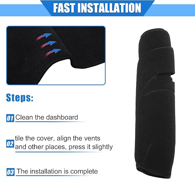 Car Dashboard Cover Compatible for Dodge for Ram 2010-2018, Protective Polyester Black Center Console Interior Trim Dash Cover Mat Pad