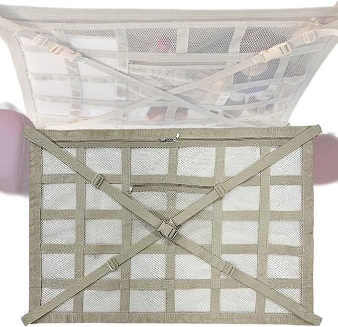 Overhead Car Organizer, Compatible with Ford F-150 XL/Raptor 2010-2025 Car Roof Storage Net Universal Car Ceiling Storage for Camping Storage Bag,Beige-Large