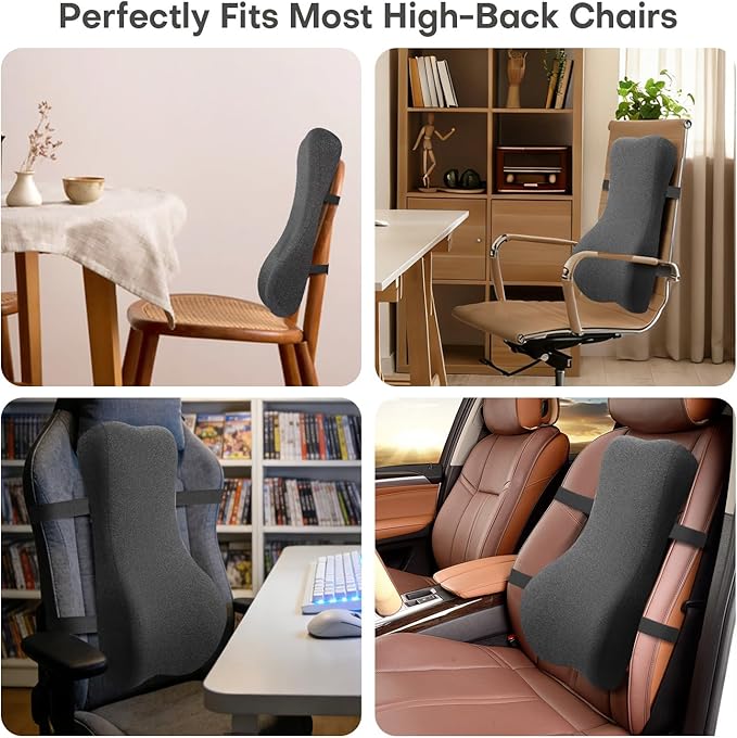 24'' Tall Back Support Pillow Fully Support Entire Back and Shoulder for Pain Relief and Comfort, Memory Foam Back Cushion for Back Rest, Ideal for Executive Office Chair, Computer & Gaming Chair