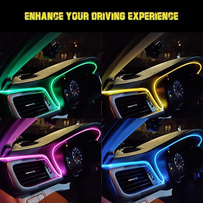 Jushope Interior Car LED Strip Lights, RGB USB Car Ambient Lighting with Wireless APP & Remote Control, Car Accessories Fiber Optifc Lights Sync to Music (5 LED/276 inches)