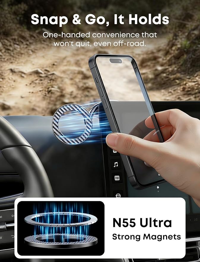 Phone Holder for Your Car for Magsafe, [Extra-Long 4" Arm] Extendable Car Mount for Dashboard Windshield, Cell Phone Automobile Cradles Compatible with iPhone 17 16 15 14 13 12 Pro Max Plus