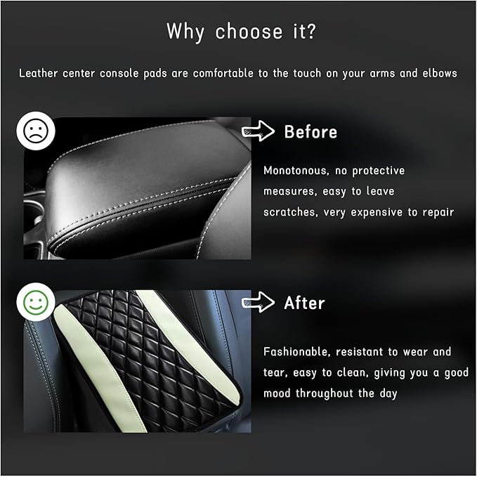 Car Center Console Cushion Pad, Universal Leather Waterproof Armrest Seat Box Cover, Comfortable Auto Armrest Cover Protector, Car Interior Decor Accessories for Most Vehicles (Green)