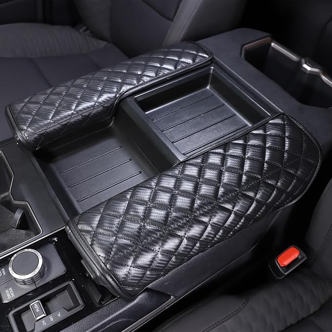 TOYCIDFG Center Console Armrest Cover Cushion Pad Compatible with Toyota Tundra Sequoia 2022-2025, Waterproof Cushion Pad Car Accessories (Black)