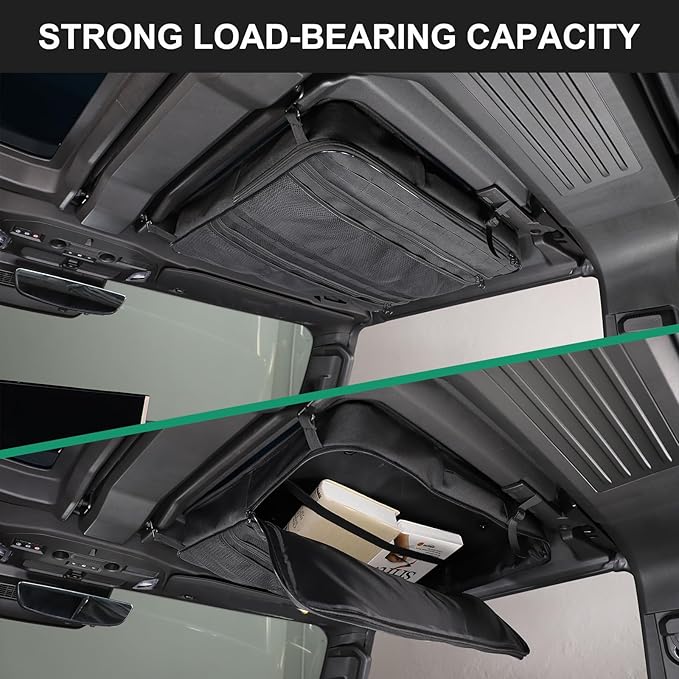 Roof Organizer Bag Storage for Hummer EV Accessories Sunroof Rooftop Panel Waterproof Foldable Heavy Duty Hardtop Cargo Carrier Bag Overhead for Hummer EV SUV Pickup 2022-2025 2026(Front Roof-Right )