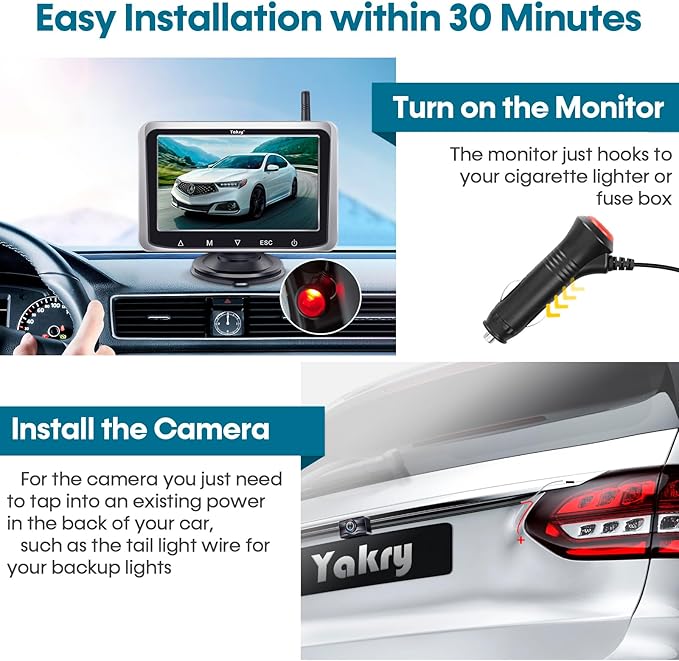 Wireless Backup Camera with 5-Inch HD Screen: 1080P Rear View Camera, Waterproof Night Vision, Easy Install for Cars, Trucks, RVs & Trailers - Clear Parking Assist System