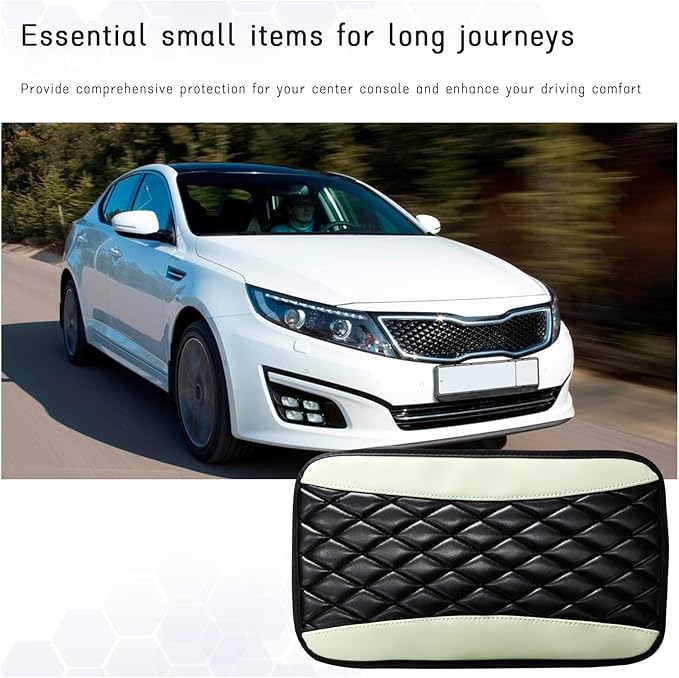 Car Center Console Cushion Pad, Universal Leather Waterproof Armrest Seat Box Cover, Comfortable Auto Armrest Cover Protector, Car Interior Decor Accessories for Most Vehicles (Green)