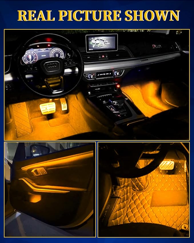 Amber Led Strip Lights Car,Led Lights for Motorcycles 30CM 15 SMD IP67 Waterproof Led Lights Interior for Home Decoration Car Motorcycles Boat Golf Cart Truck with 3M Tape(6PCS)