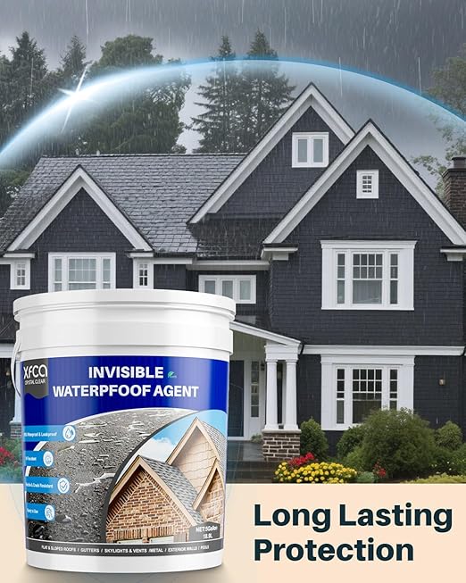 Transparent Waterproof Sealant,5 Gallon Clear Transparent Waterproof Coating,Liquid Invisible Water Proof Agent for Roofs Walls,Garden,Bathroom,Kitchen Indoor & Outdoor Water Proof Adhesive