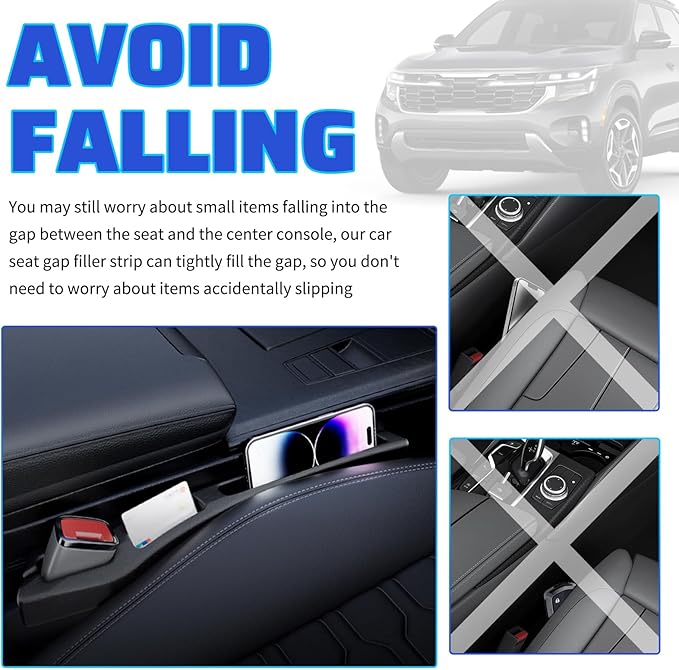 2PCS Car Seat Gap Filler Organizer with Cell Phone Holder,2 in 1 Cars Gap Seat Filler for Blocking Gaps,Upgraded in Between Cars Seats Catcher Car Interior Accessories