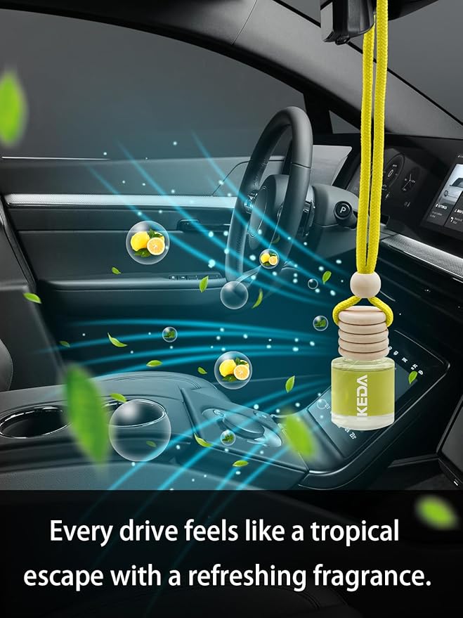 Ikeda Car Air Freshener: Hanging Car Smell Air Freshener | 10ml Round Hanging Car Decoration | Long Lasting Fragrance | For Auto Home | 1pcs (Lemon(Circular))