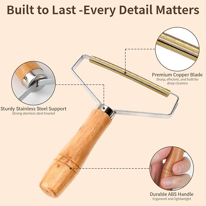 Pet Hair Remover Special Cat and Dog Hair Remover Multi Fabric Edge and Carpet Rake Scraper Dog Hair Remover for Rugs, Couch and Pet Towers(Copper and Stainless Steel, 1PCS)