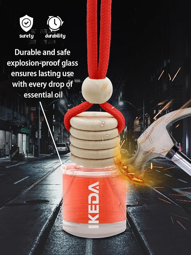 Ikeda Car Air Freshener: Hanging Car Smell Air Freshener | 10ml Hanging Car Perfume | Long Lasting Fragrance | Strong Scents Diffuser for Auto Home (Berry|Circular)