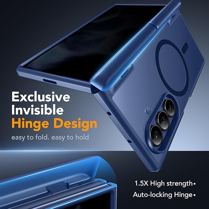 MOBOSI Magnetic for Z Fold 7 Case with Privacy Screen Protector, Samsung Galaxy Z Fold7 Cover[Compatible with Magsafe & Full Body Hinge Protection] Shockproof Phone Cases for zfold 7, Deep Blue